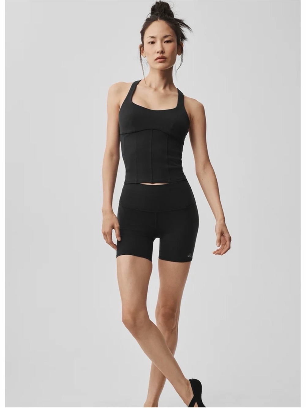 Alo Yoga Airbrush Sparks Fly Corset Tank black size XS